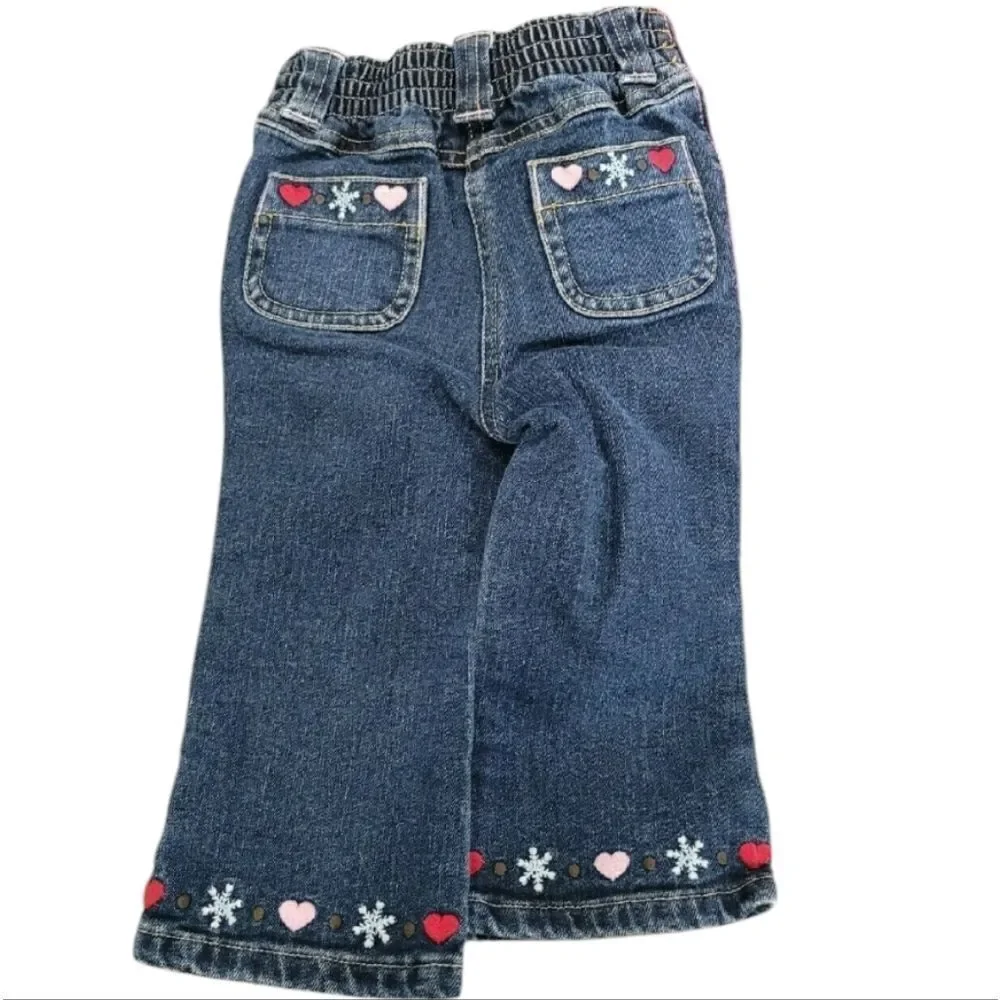 Adorable reindeer top with embroidery jeans